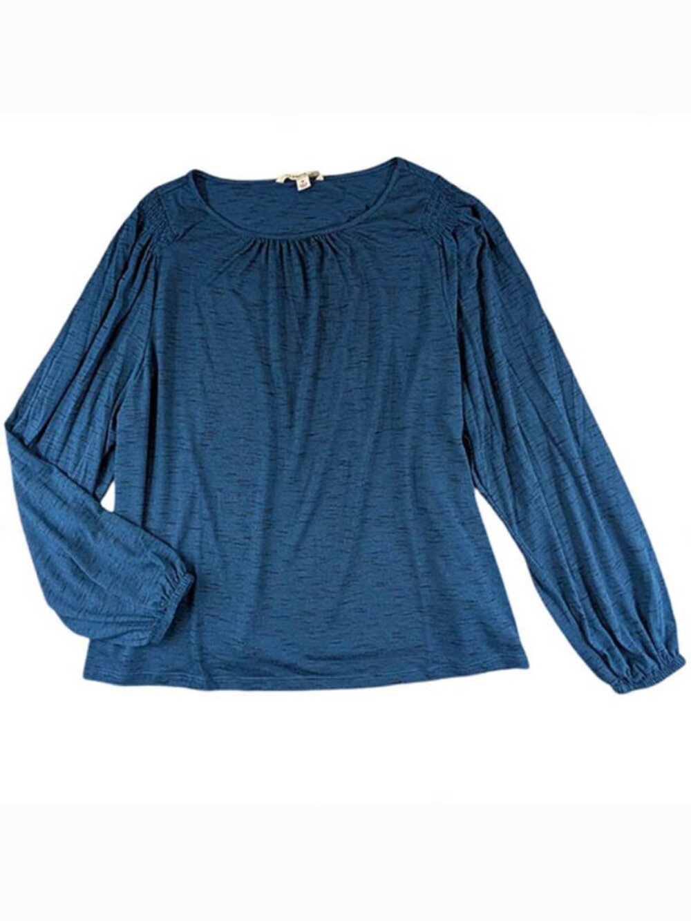 New Zac & Rachel‎ Woman Pullover Tunic 1X Blue Long Sleeve Elastic Cuff Rouched